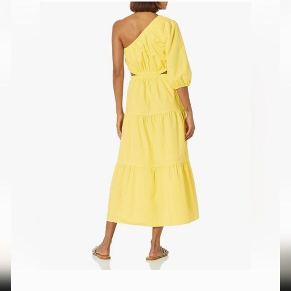 Lemon Yellow Dress One-Shoulder Maxi Dress Size Small NWT Euro Summer Coastal - Picture 2 of 4